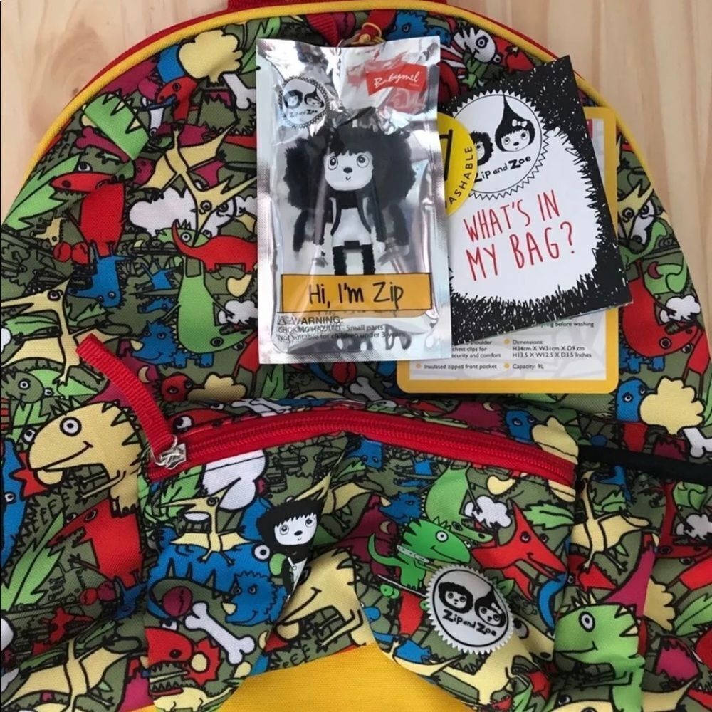 BABYMEL LONDON ZIP AND ZOE DINO MIDI BACKPACK WITH KEYRING 3+ ENGLAND